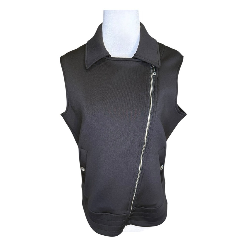 Marc New York‎ Womens Black Asymmetrical Zip Moto Vest Stretch Size Medium